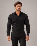 The Everett stretch dress shirt in Onyx Black, front